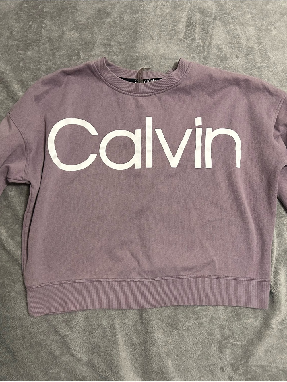 Calvin Klein Lavender Off-the-Shoulder Sweatshirt